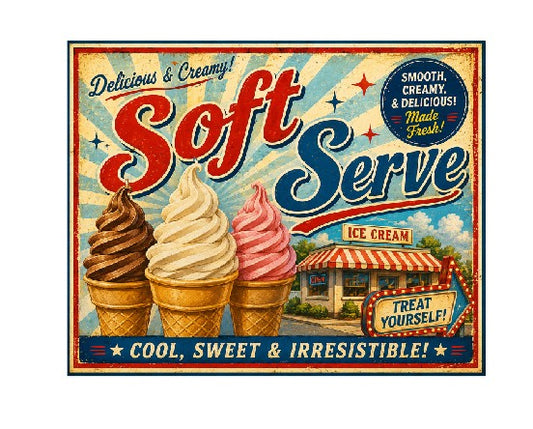 MS708 Vintage Style Metal Sign Soft Ice Cream