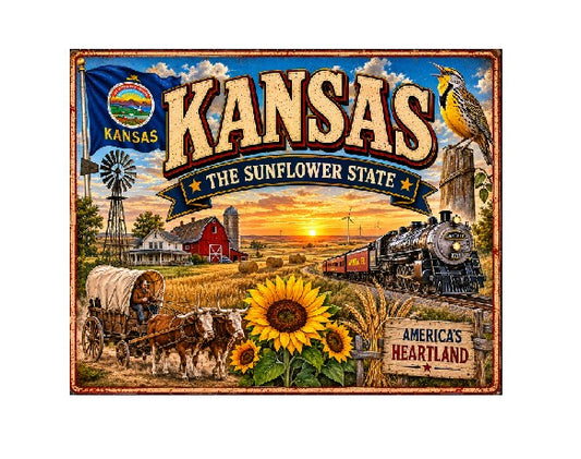 MS610 Vintage Style Metal Sign Kansas