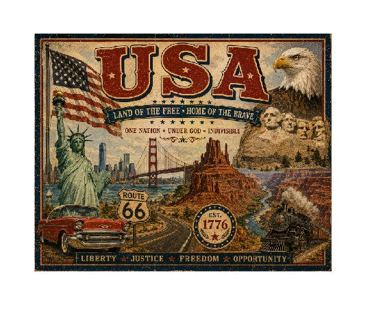 MS586 Vintage Style Metal Sign USA