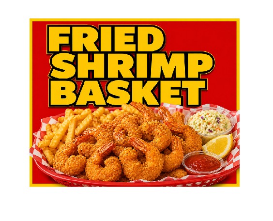 MS735 Vintage Style Metal Sign Shrimp Basket