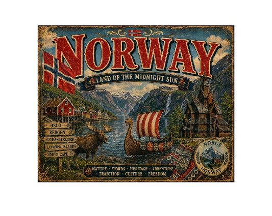 MS697 Vintage Style Metal Sign Norway