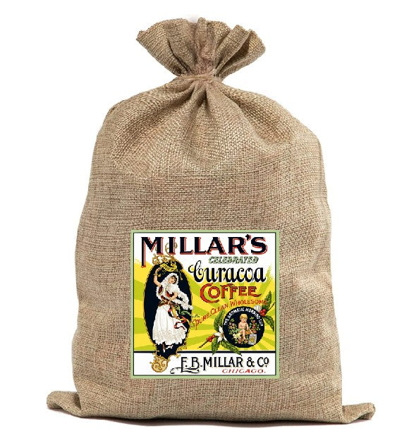 BUR37   Burlap Bag Vintage Style Bag Coffee F.B. Millar's