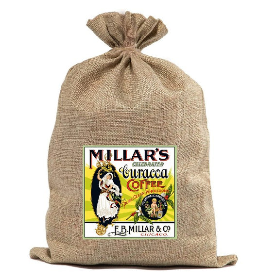BUR37   Burlap Bag Vintage Style Bag Coffee F.B. Millar's
