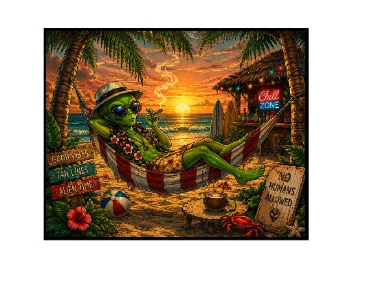 MS816 Vintage Style Metal Sign Funny Alien Sign