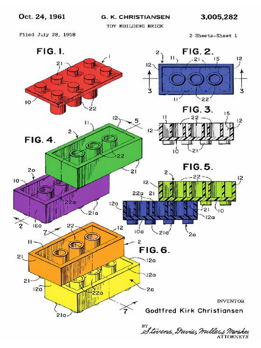 Building Block Patent Vintage Look Sign Retro Metal Wall Decor MS71
