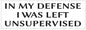 In My Defense I Was Left Unsupervised Bumper Sticker D7264