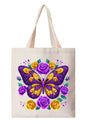 TB04 Canvas Tote Bag Book Bag Baby Bag Purple Butterfly
