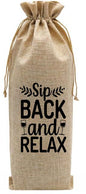 BOT02 Burlap Drawstring Bottle Bag Gift Bag Sip Back
