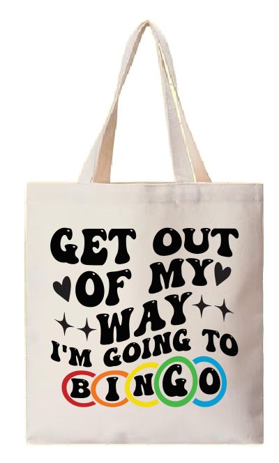 TB09 Canvas Tote Bag Book Bag Bingo Bag I'm Going To Bingo