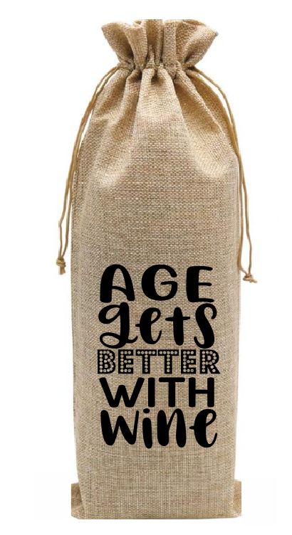 BOT01 Burlap Drawstring Bottle Bag Better With Wine