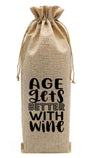 BOT01 Burlap Drawstring Bottle Bag Better With Wine