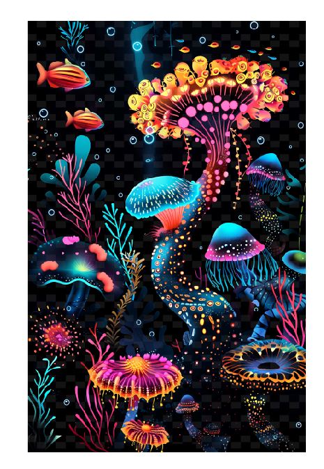 (A244) Neon Jellyfish Wall Art