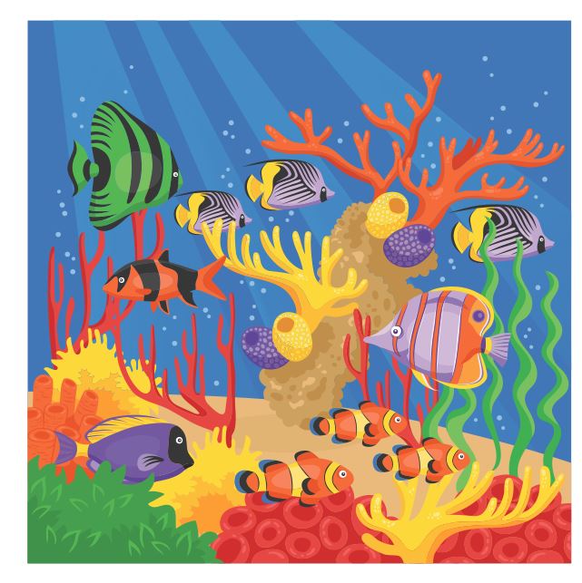 (A241) Fish & Coral Wall Art