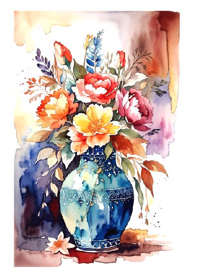 (A082) Vase of Flowers Wall Art