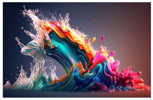 (A137) Colorful Water Splash Wall Art