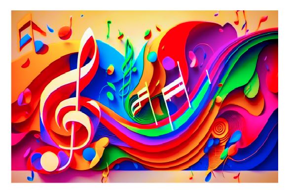 (A003) Colorful Music Notes Wall Art