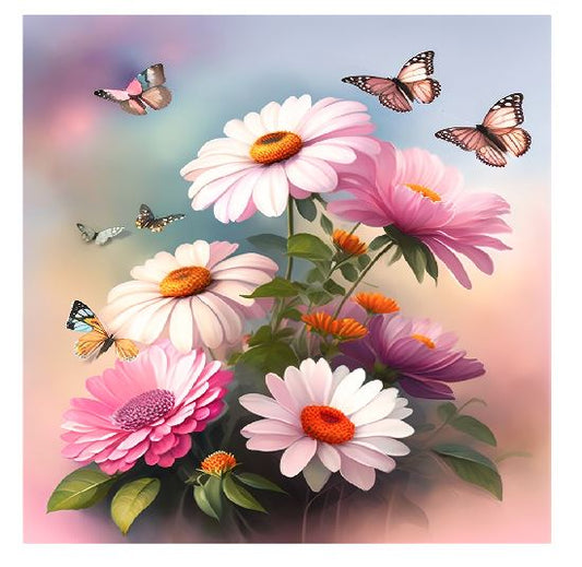 (A093) Butterflies & Flowers Wall Art