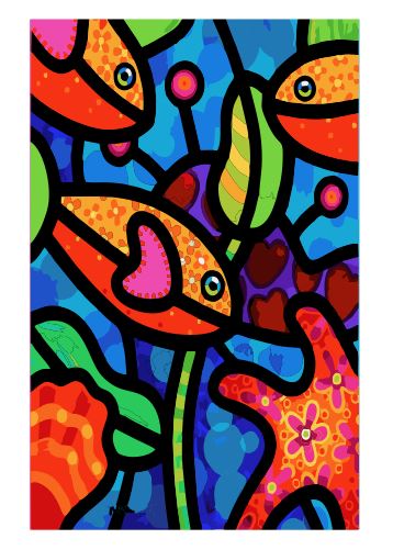 (A135) Colorful Fish Wall Art