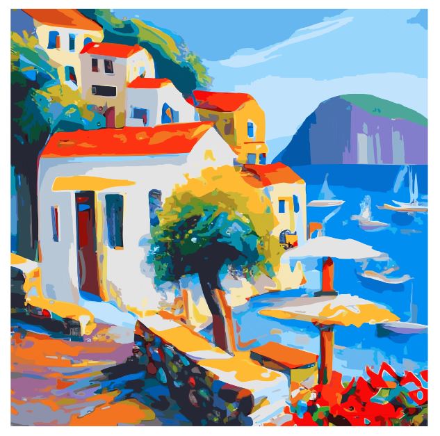 (A174) Seaside Village Wall Art