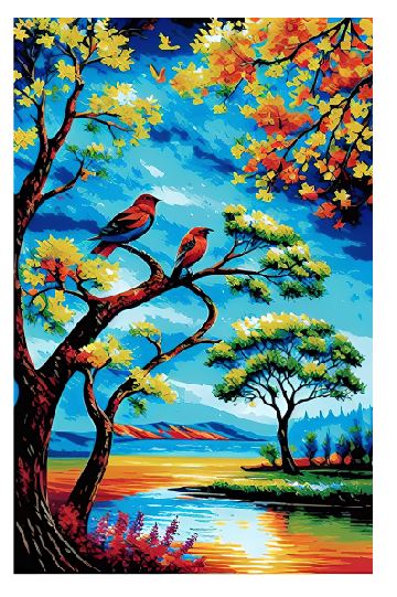 (A117) Birds in a tree Wall Art