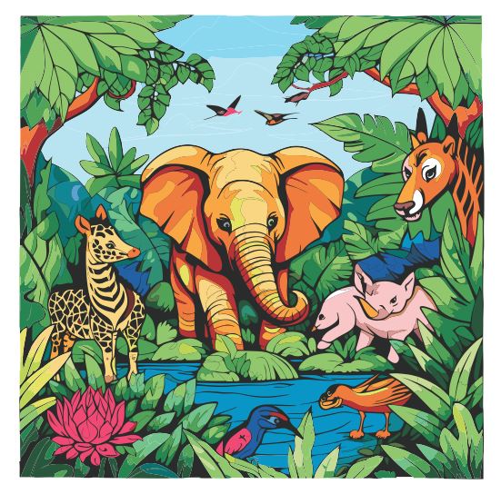 (A071) Jungle Animals Wall Art