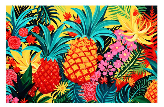 (A114) Colorful Pineapples Wall Art