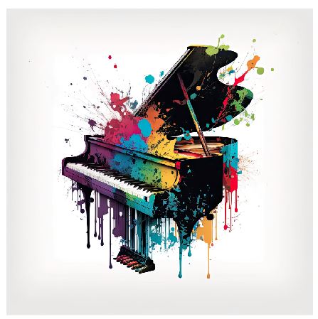 (A008) Colorful Splatter Paint Piano Wall Art