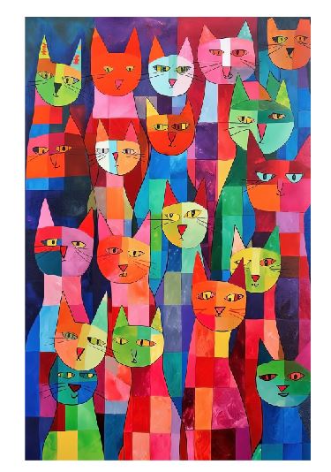 (A107) Colorful Cats Wall Art