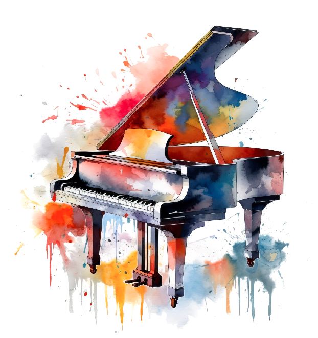 (A007) Colorful Piano Wall Art