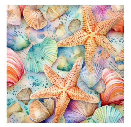 (A130) Starfish & Seashells Wall Art