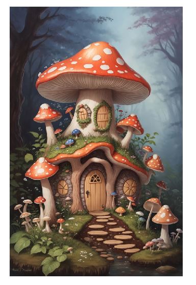 (A095) Mushroom House Wall Art