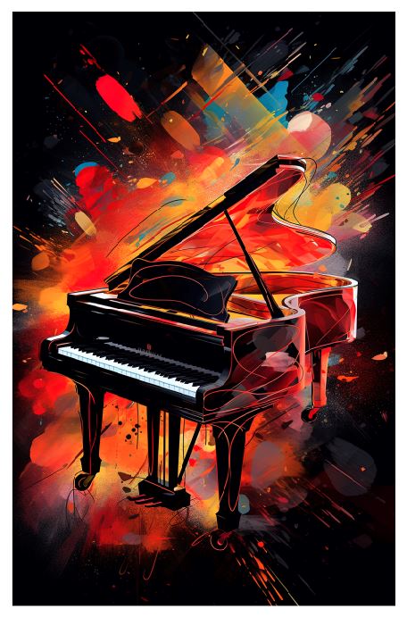 (A006) Colorful Piano Wall Art