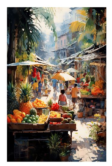 (A106) Fruit Market Wall Art