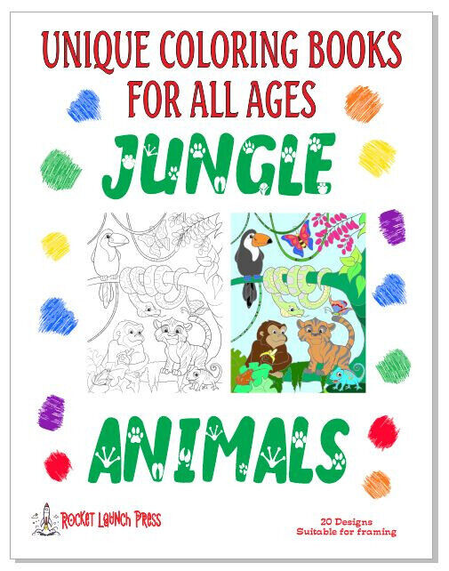 Jungle Animals Adult Coloring Book AB12 ISBN 978-1-967538-13-3