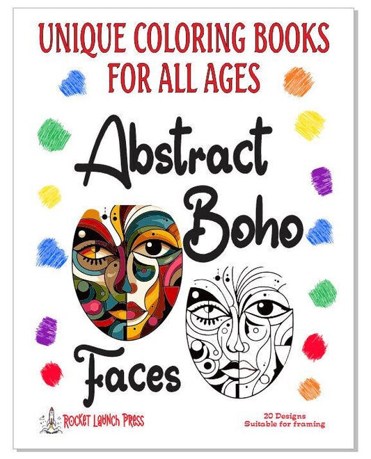Abstract Boho Faces Adult coloring book AB14 ISBN 978-1-967538-02-7