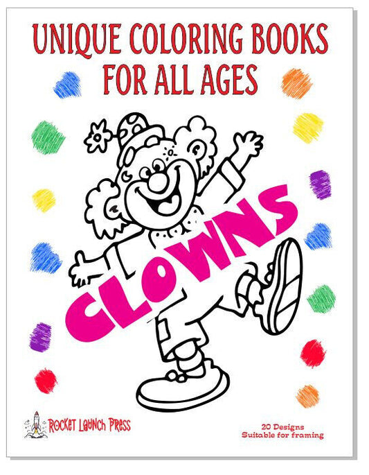 Clowns Adult coloring book AB04 ISBN 978-1-967538-07-2