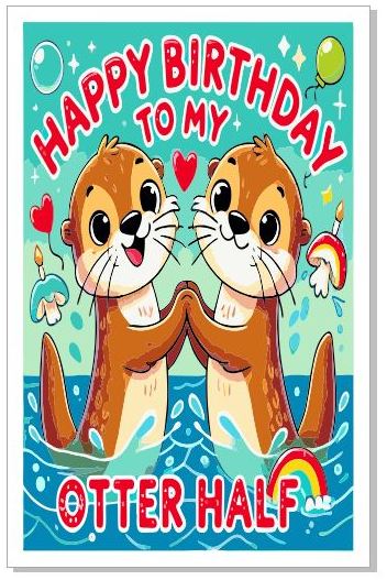 GC10 Happy Birthday To My Otter Half Funny Birthday Card