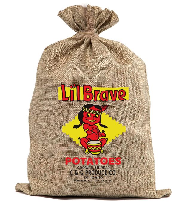 BUR20 Potatoes Burlap Bag Vintage Style Bag Lil Brave