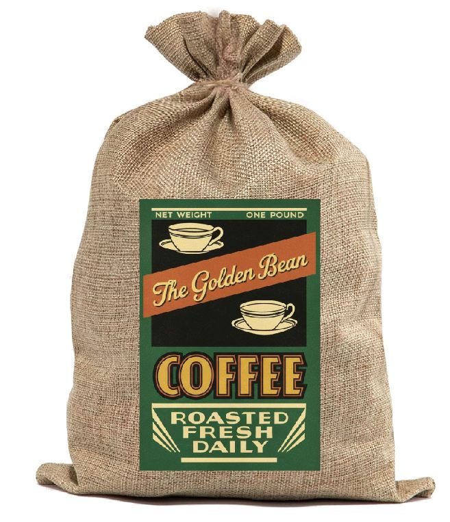 BUR29 Coffee Burlap Bag Vintage Style Bag The Golden Bean