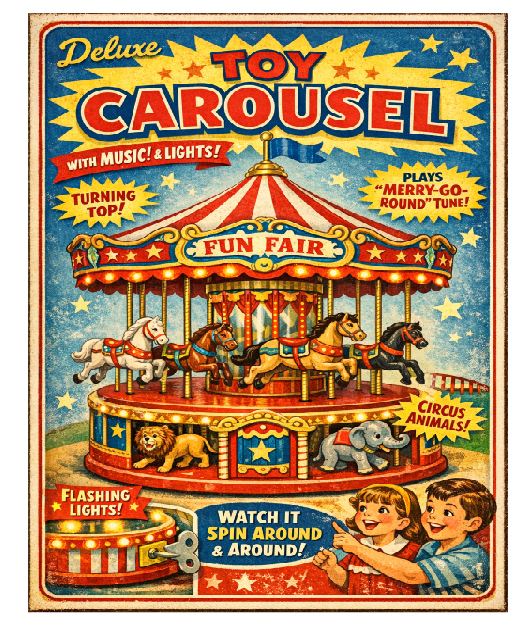 MS01 Carousel Tin Toy Vintage Sign Retro Metal Wall Decor