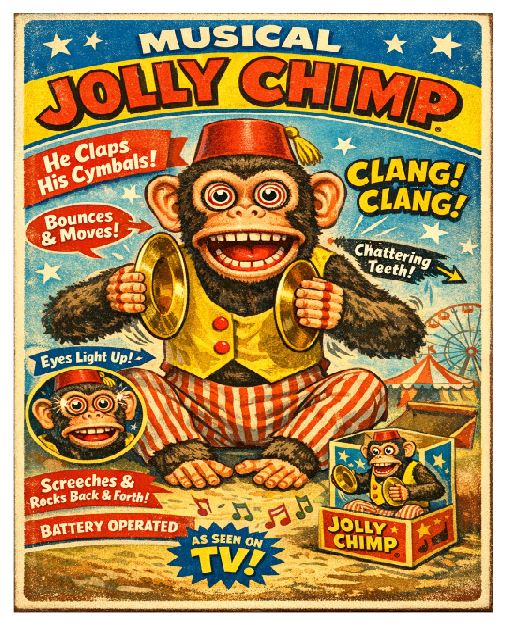 MS02 Monkey Tin Toy Vintage Sign Retro Metal Wall Decor