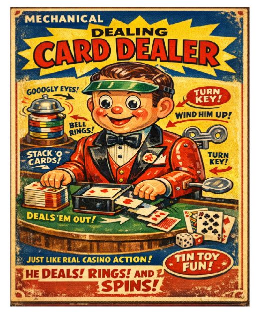 MS05 Card Dealer Tin Toy Vintage Sign Retro Metal Wall Decor