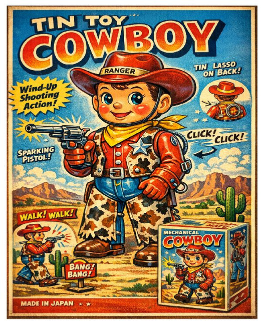 MS12 Cowboy Tin Toy Vintage Sign Retro Metal Wall Decor