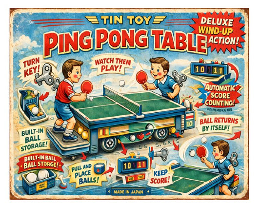 MS13 Ping Pong Tin Toy Vintage Sign Retro Metal Wall Decor
