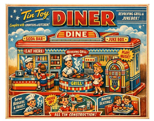 MS19 Diner Tin Toy Vintage Sign Retro Metal Wall Decor