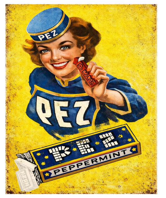 MS24 Pez Candy Tin Toy Vintage Sign Retro Metal Wall Decor