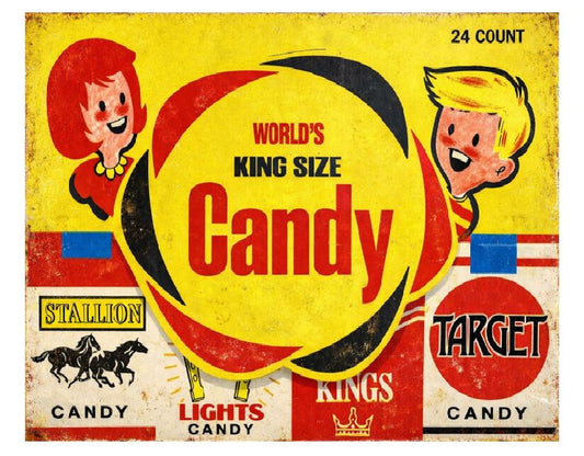 MS29 Candy Cigarettes Vintage Sign Retro Metal Wall Decor