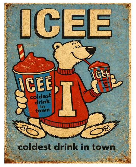MS32 Icee Drink Vintage Sign Retro Metal Wall Decor
