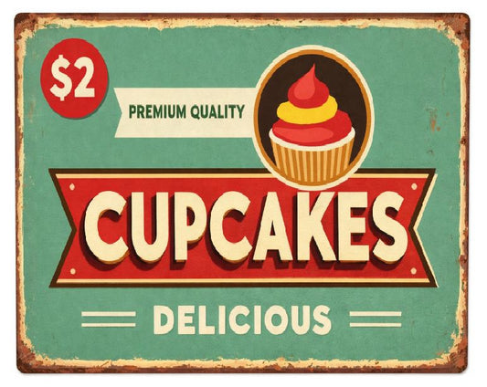 MS39 Cupcakes Vintage Sign Retro Metal Wall Decor