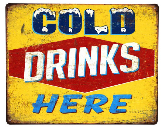 MS40 Cold Drinks Vintage Sign Retro Metal Wall Decor